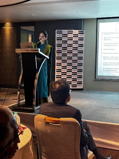 Dr. Madhuri presenting at a surgical oncology conference