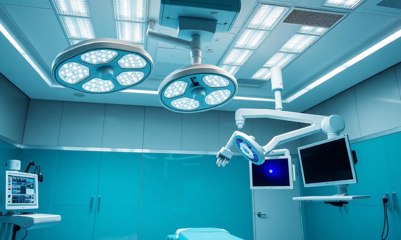 Modern operating theatre equipped for advanced surgical oncology